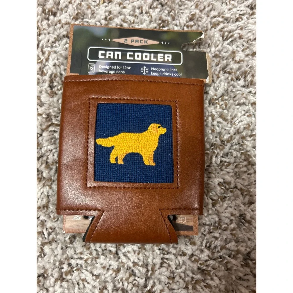 The Kraftsman Westchester Co Can Cooler 2 Pack Golden Retriever Faux Leather